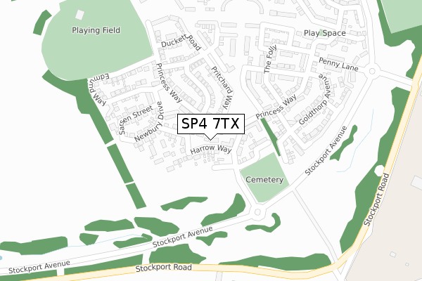 SP4 7TX map - large scale - OS Open Zoomstack (Ordnance Survey)