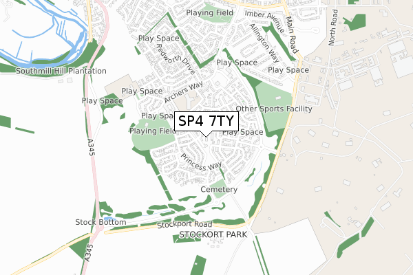 SP4 7TY map - small scale - OS Open Zoomstack (Ordnance Survey)