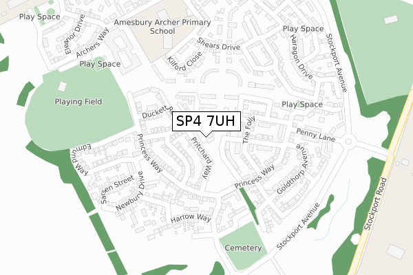 SP4 7UH map - large scale - OS Open Zoomstack (Ordnance Survey)