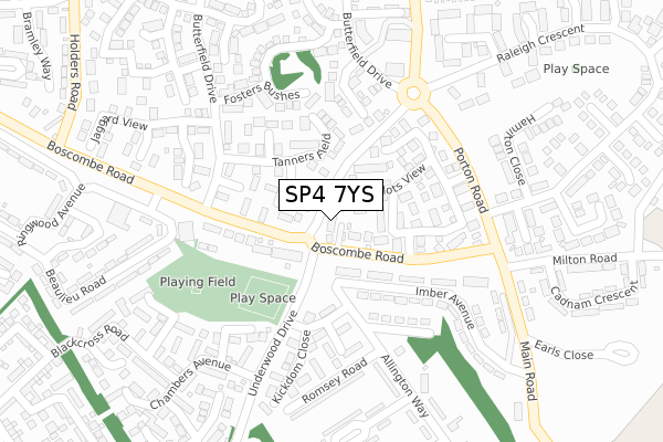 SP4 7YS map - large scale - OS Open Zoomstack (Ordnance Survey)