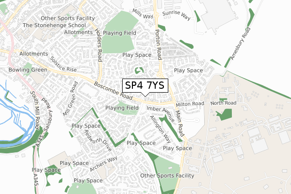 SP4 7YS map - small scale - OS Open Zoomstack (Ordnance Survey)