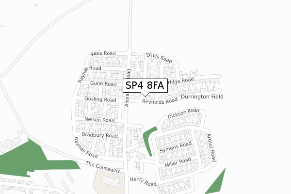 SP4 8FA map - large scale - OS Open Zoomstack (Ordnance Survey)