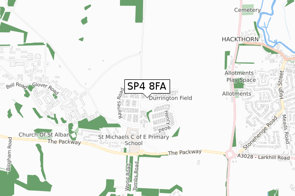 SP4 8FA map - small scale - OS Open Zoomstack (Ordnance Survey)