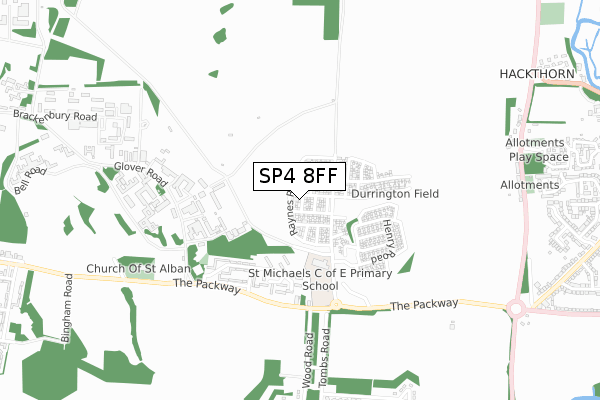 SP4 8FF map - small scale - OS Open Zoomstack (Ordnance Survey)