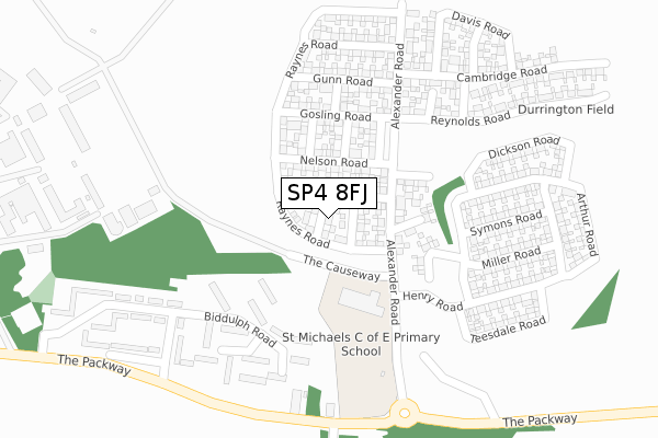 SP4 8FJ map - large scale - OS Open Zoomstack (Ordnance Survey)