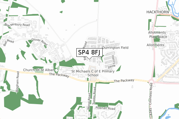 SP4 8FJ map - small scale - OS Open Zoomstack (Ordnance Survey)