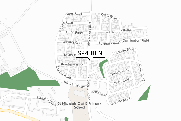 SP4 8FN map - large scale - OS Open Zoomstack (Ordnance Survey)