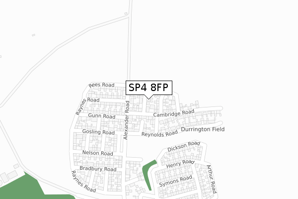 SP4 8FP map - large scale - OS Open Zoomstack (Ordnance Survey)