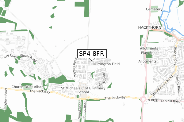 SP4 8FR map - small scale - OS Open Zoomstack (Ordnance Survey)