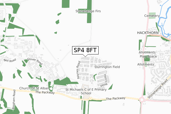 SP4 8FT map - small scale - OS Open Zoomstack (Ordnance Survey)