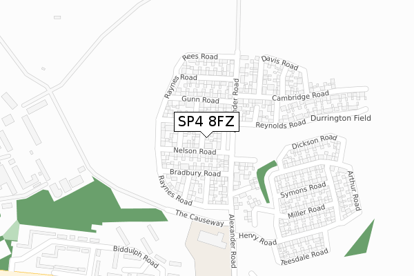 SP4 8FZ map - large scale - OS Open Zoomstack (Ordnance Survey)