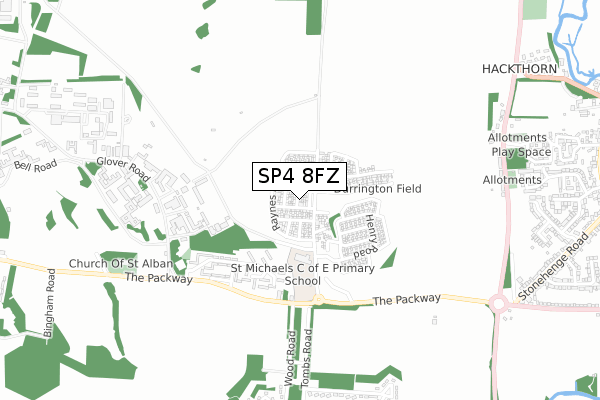 SP4 8FZ map - small scale - OS Open Zoomstack (Ordnance Survey)