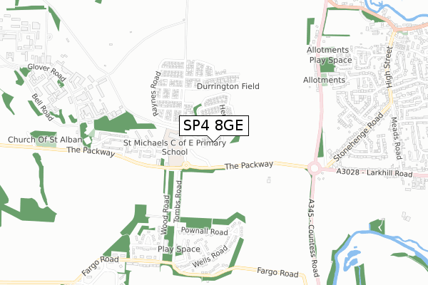 SP4 8GE map - small scale - OS Open Zoomstack (Ordnance Survey)