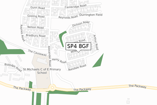 SP4 8GF map - large scale - OS Open Zoomstack (Ordnance Survey)