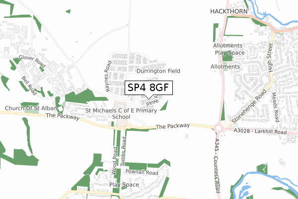 SP4 8GF map - small scale - OS Open Zoomstack (Ordnance Survey)