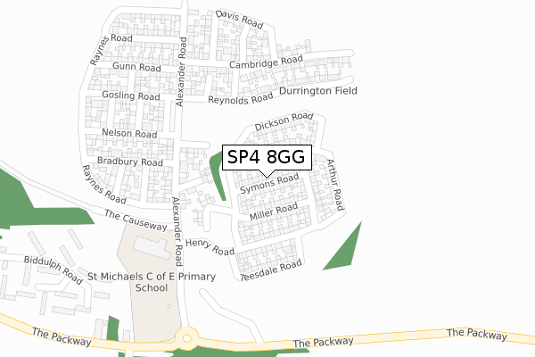 SP4 8GG map - large scale - OS Open Zoomstack (Ordnance Survey)