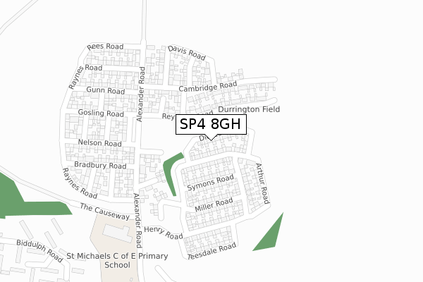 SP4 8GH map - large scale - OS Open Zoomstack (Ordnance Survey)