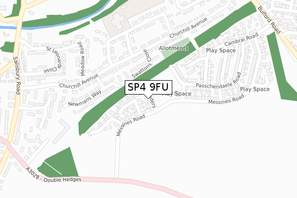 SP4 9FU map - large scale - OS Open Zoomstack (Ordnance Survey)