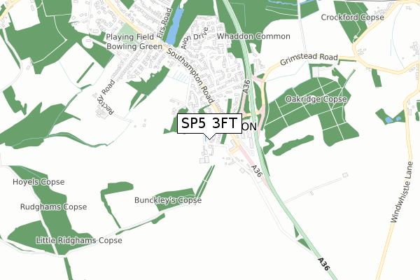 SP5 3FT map - small scale - OS Open Zoomstack (Ordnance Survey)