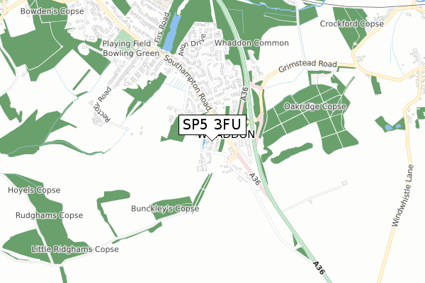 SP5 3FU map - small scale - OS Open Zoomstack (Ordnance Survey)