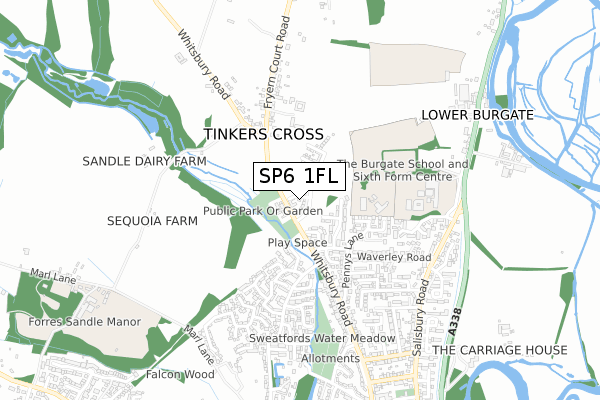 SP6 1FL map - small scale - OS Open Zoomstack (Ordnance Survey)