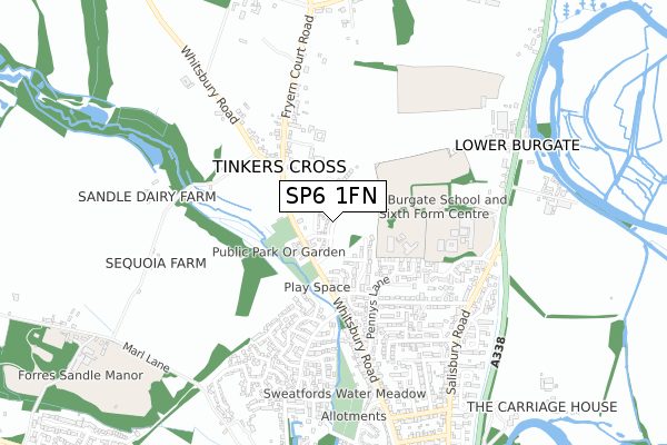 SP6 1FN map - small scale - OS Open Zoomstack (Ordnance Survey)