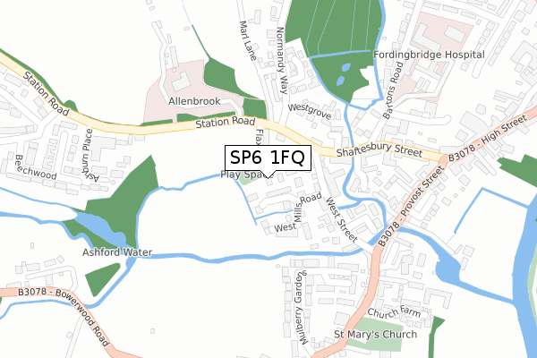 SP6 1FQ map - large scale - OS Open Zoomstack (Ordnance Survey)