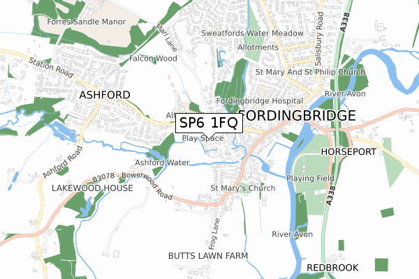 SP6 1FQ map - small scale - OS Open Zoomstack (Ordnance Survey)