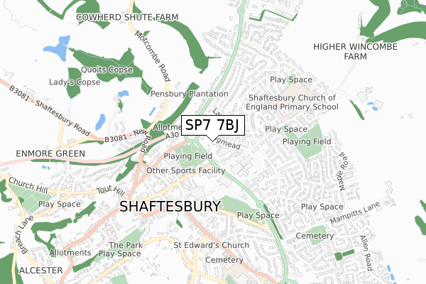 SP7 7BJ map - small scale - OS Open Zoomstack (Ordnance Survey)