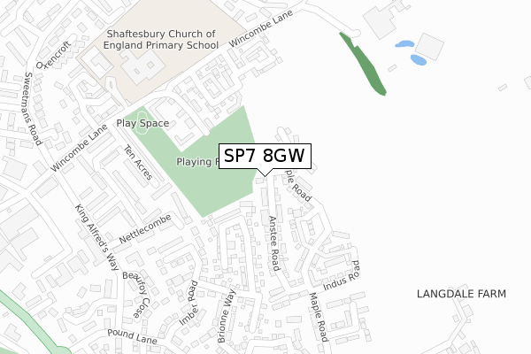 SP7 8GW map - large scale - OS Open Zoomstack (Ordnance Survey)