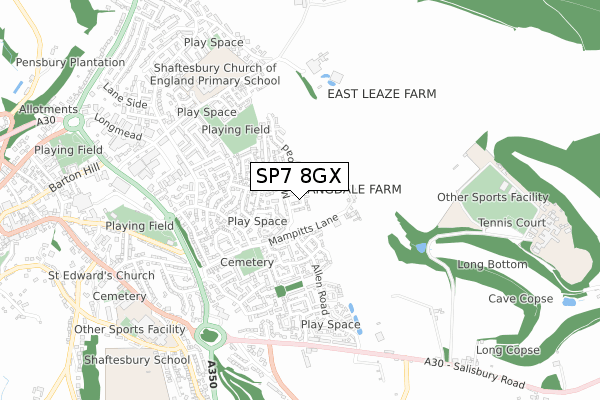 SP7 8GX map - small scale - OS Open Zoomstack (Ordnance Survey)