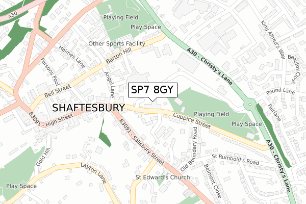 SP7 8GY map - large scale - OS Open Zoomstack (Ordnance Survey)