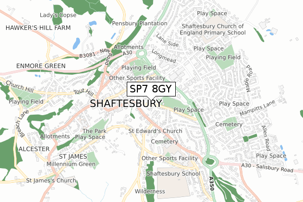 SP7 8GY map - small scale - OS Open Zoomstack (Ordnance Survey)