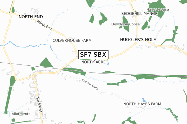 SP7 9BX map - small scale - OS Open Zoomstack (Ordnance Survey)