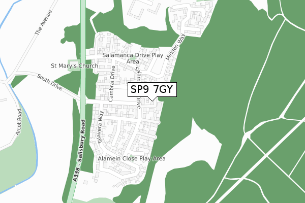 SP9 7GY map - large scale - OS Open Zoomstack (Ordnance Survey)