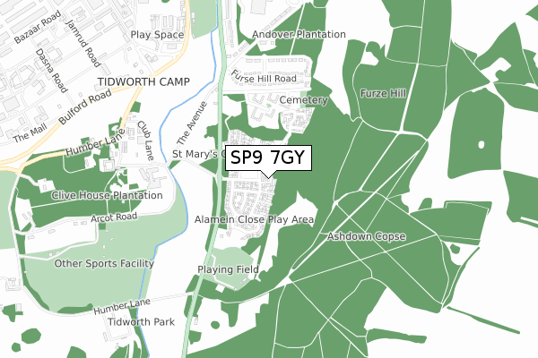 SP9 7GY map - small scale - OS Open Zoomstack (Ordnance Survey)