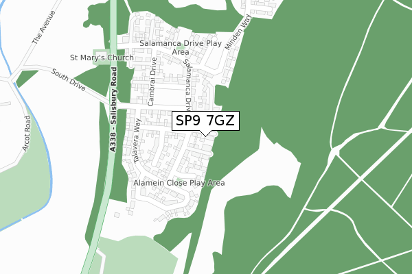 SP9 7GZ map - large scale - OS Open Zoomstack (Ordnance Survey)