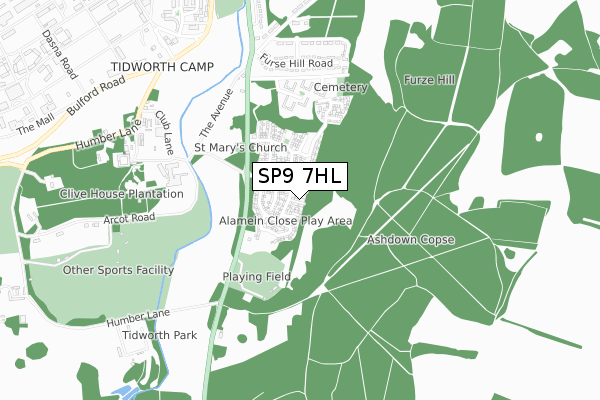 SP9 7HL map - small scale - OS Open Zoomstack (Ordnance Survey)