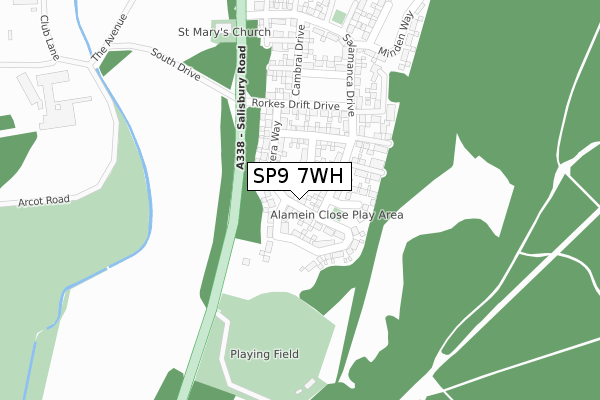 SP9 7WH map - large scale - OS Open Zoomstack (Ordnance Survey)