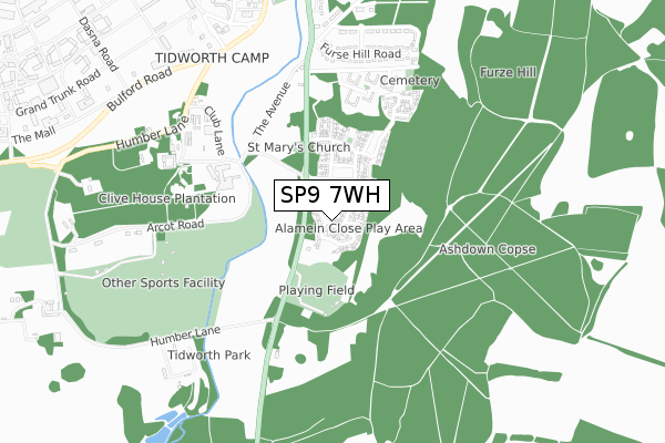 SP9 7WH map - small scale - OS Open Zoomstack (Ordnance Survey)