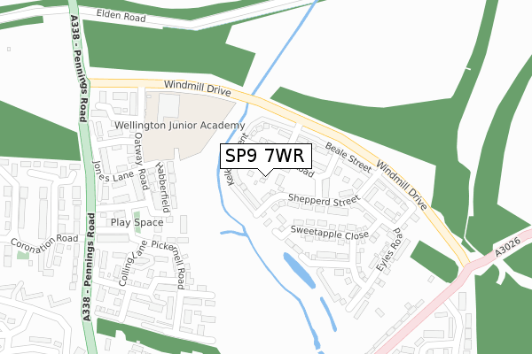 SP9 7WR map - large scale - OS Open Zoomstack (Ordnance Survey)