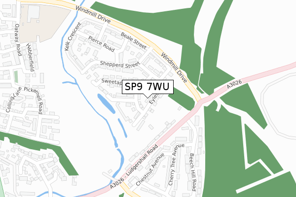 SP9 7WU map - large scale - OS Open Zoomstack (Ordnance Survey)