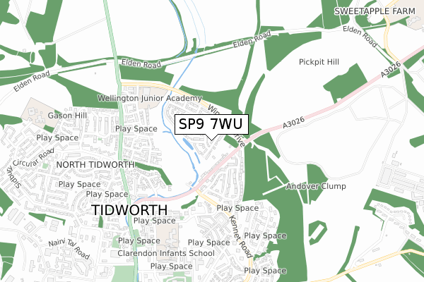 SP9 7WU map - small scale - OS Open Zoomstack (Ordnance Survey)