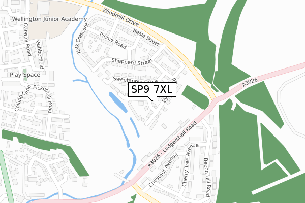 SP9 7XL map - large scale - OS Open Zoomstack (Ordnance Survey)