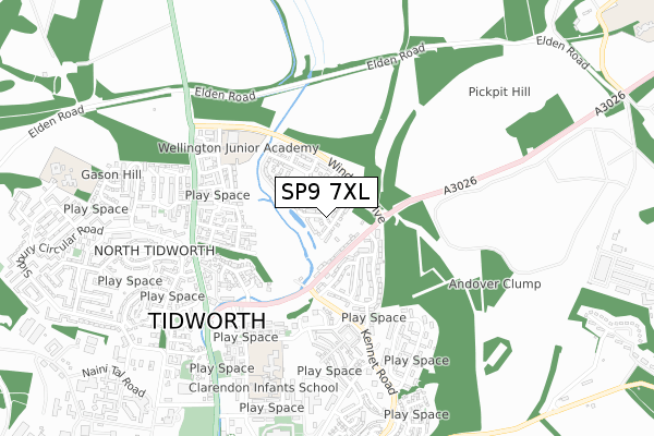 SP9 7XL map - small scale - OS Open Zoomstack (Ordnance Survey)