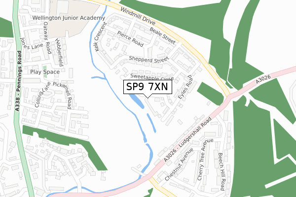 SP9 7XN map - large scale - OS Open Zoomstack (Ordnance Survey)