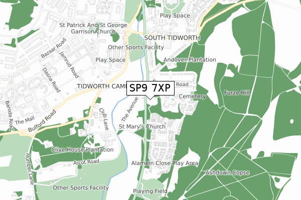 SP9 7XP map - small scale - OS Open Zoomstack (Ordnance Survey)