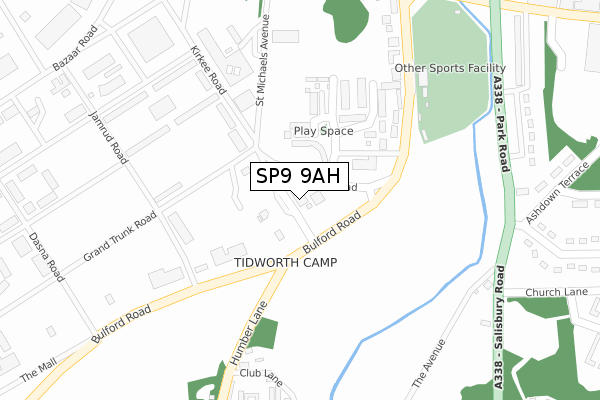 SP9 9AH map - large scale - OS Open Zoomstack (Ordnance Survey)