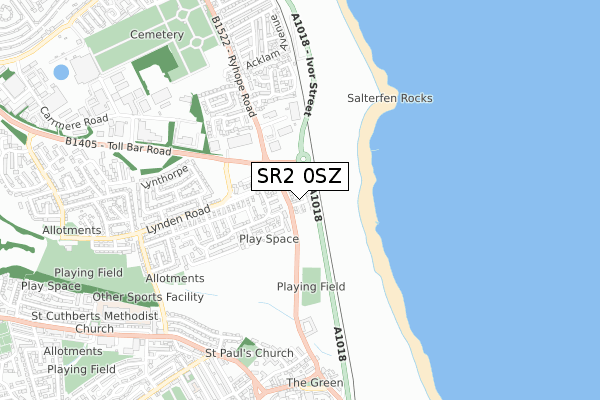 SR2 0SZ map - small scale - OS Open Zoomstack (Ordnance Survey)