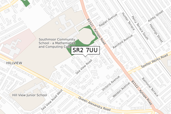 SR2 7UU map - large scale - OS Open Zoomstack (Ordnance Survey)